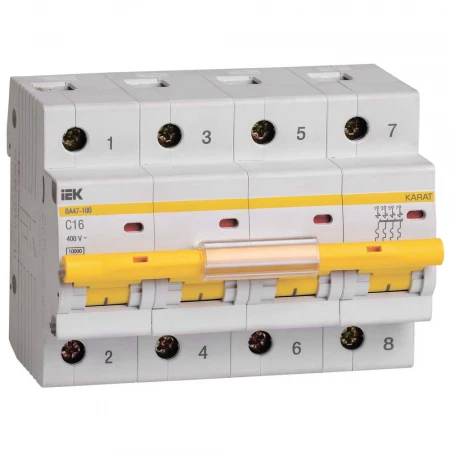 KARAT Автоматический выключатель ВА47-100 4P C 16А 10кА IEK MVA40-4-016-C