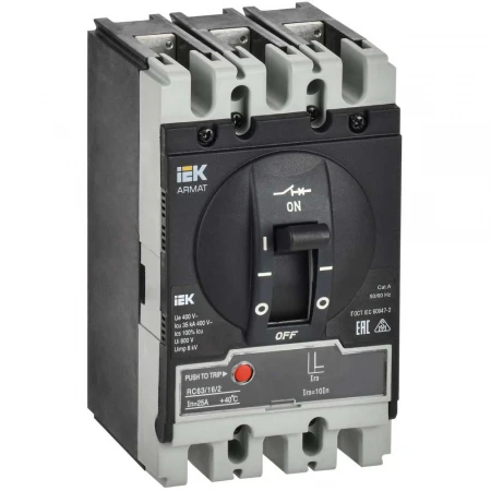 Автоматический выключатель в литом корпусе 3P типоразмер S 35кА 16А IEK AR-MCCB-3S-035-0016A-MTUC
