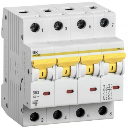 KARAT Автоматический выключатель ВА47-60M 4P B 63А 6кА IEK MVA31-4-063-B