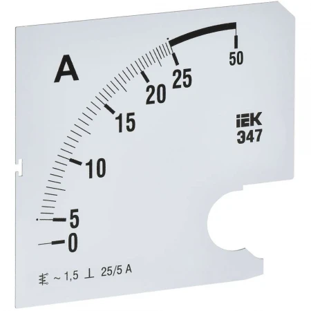 Шкала сменная для амперметра Э47 25/5А класс точности 1,5 96х96мм IEK IPA20D-SC-0025