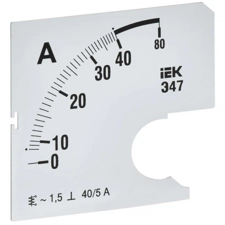 Шкала сменная для амперметра Э47 40/5А класс точности 1,5 72х72мм IEK IPA10D-SC-0040