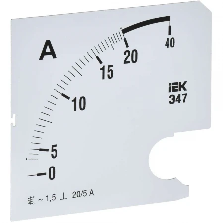 Шкала сменная для амперметра Э47 20/5А класс точности 1,5 96х96мм IEK IPA20D-SC-0020