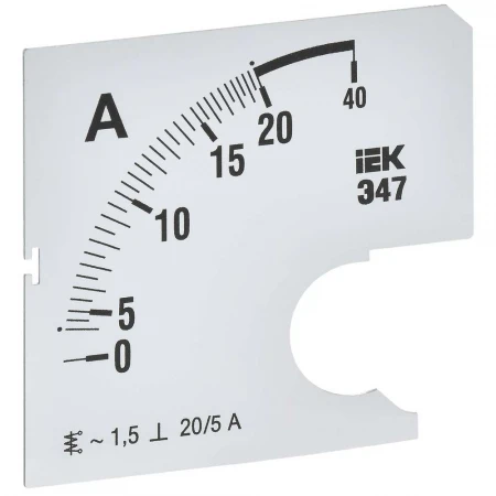 Шкала сменная для амперметра Э47 20/5А класс точности 1,5 72х72мм IEK IPA10D-SC-0020