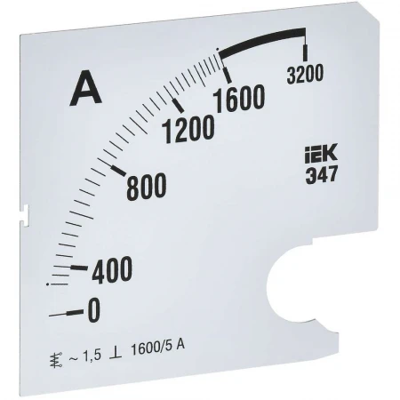Шкала сменная для амперметра Э47 1600/5А класс точности 1,5 96х96мм IEK IPA20D-SC-1600