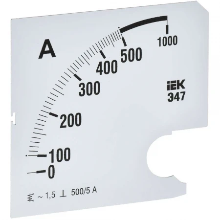 Шкала сменная для амперметра Э47 500/5А класс точности 1,5 96х96мм IEK IPA20D-SC-0500