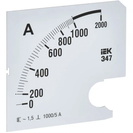 Шкала сменная для амперметра Э47 1000/5А класс точности 1,5 96х96мм IEK IPA20D-SC-1000
