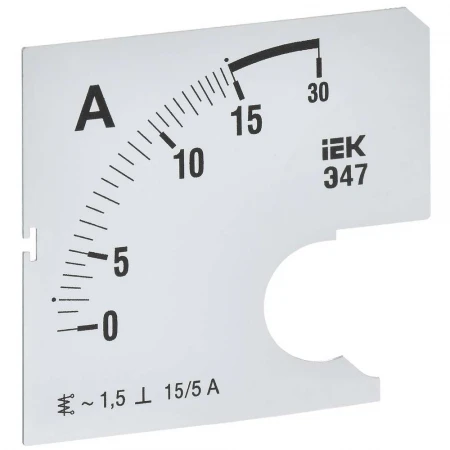 Шкала сменная для амперметра Э47 15/5А класс точности 1,5 72х72мм IEK IPA10D-SC-0015