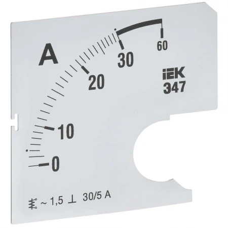 Шкала сменная для амперметра Э47 30/5А класс точности 1,5 72х72мм IEK IPA10D-SC-0030
