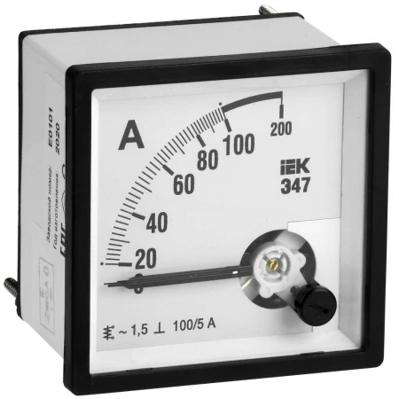 Амперметр аналоговый Э47 100/5А класс точности 1,5 72х72мм IEK IPA10-6-0100-E