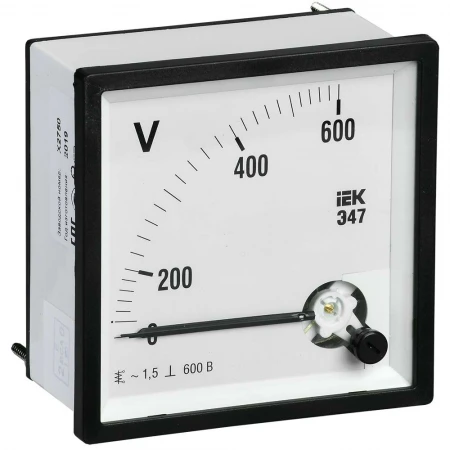 Вольтметр аналоговый Э47 600В класс точности 1,5 72х72мм IEK IPV10-6-0600-E
