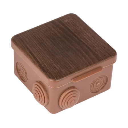 Коробка распаячная КМР-030-014 с крышкой (100х100х55), 8 мембранных вводов тёмное дерево IP54 EKF PROxima plc-kmr-030-014-t