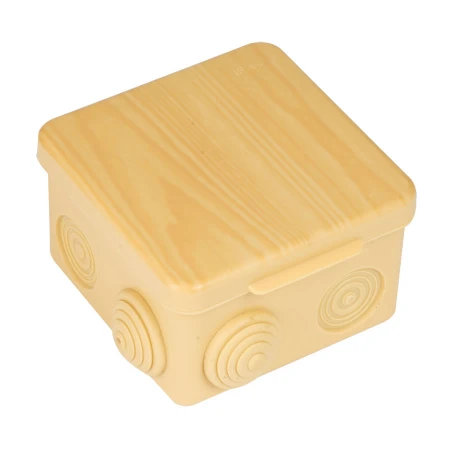 Коробка распаячная КМР-030-014 с крышкой (100х100х55), 8 мембранных вводов светлое дерево IP54 EKF PROxima plc-kmr-030-014-s