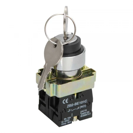 Переключатель LAY5-BG45 на 2 положения с ключом без фиксации IEK BSW80-BG-2-K02