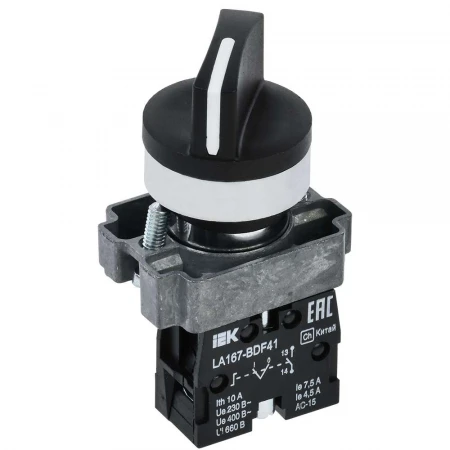 Переключатель LA167-BDF41 на 2 положения 1з черный IEK BSW20-BDF41-1-24-67-2-K02