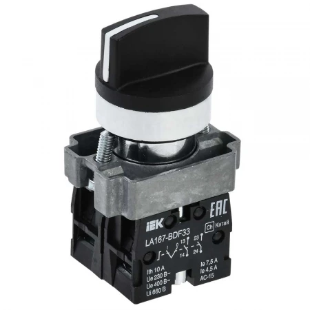 Переключатель LA167-BDF33 на 3 положения 2з черный IEK BSW20-BDF33-4-24-67-3-K02