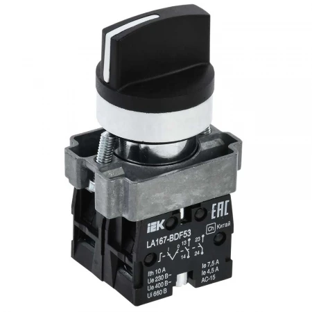 Переключатель LA167-BDF53 на 3 положения 2з черный IEK BSW20-BDF53-4-24-67-3-K02