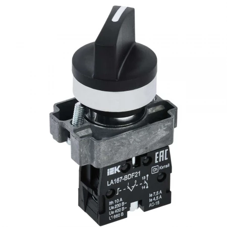 Переключатель LA167-BDF21 на 2 положения 1з черный IEK BSW20-BDF21-1-24-67-2-K02