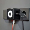 Двойник электрический Куб 16А с/з + 2хUSB-A 2,4А + USB Type-C 3А с ночной подсветкой, черный REXANT 11-1252