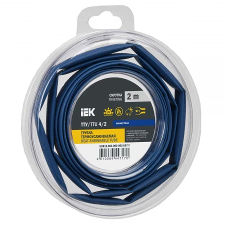 Трубка термоусадочная ТТУ нг-LS 4/2 синяя (2м/упак) IEK UDR12-004-002-002-K07-T