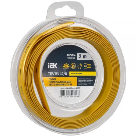 Трубка термоусадочная ТТУ нг-LS 10/5 желтая (2м/упак) IEK UDR12-010-005-002-K05-T