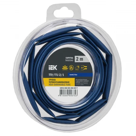 Трубка термоусадочная ТТУ нг-LS 2/1 синяя (2м/упак) IEK UDR12-002-001-002-K07-T