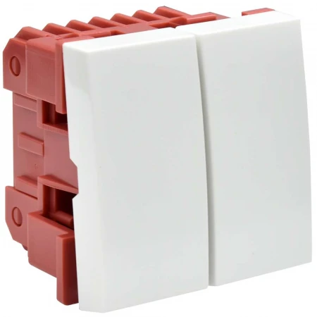 Выключатель проходной (переключатель) двухклавишный ВК4-22-00-П (на 2 модуля) ПРАЙМЕР белый IEK CKK-40D-PD2-K01