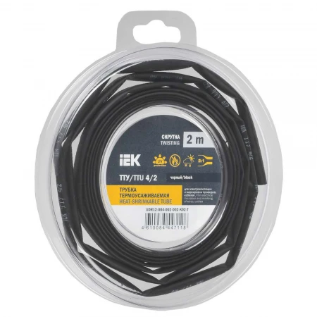 Трубка термоусадочная ТТУ нг-LS 4/2 черная (2м/упак) IEK UDR12-004-002-002-K02-T