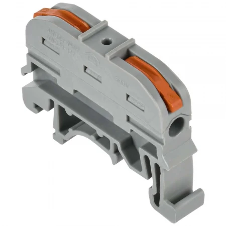 Строительно-монтажная клемма СМК 222-4111D проходная на DIN-рейку (4шт/упак) IEK UKZ20-4111D-004