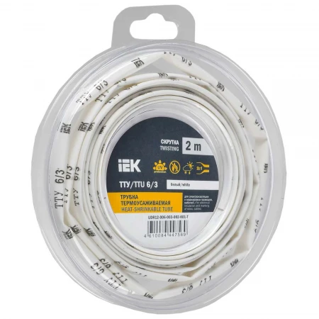 Трубка термоусадочная ТТУ нг-LS 6/3 белая (2м/упак) IEK UDR12-006-003-002-K01-T
