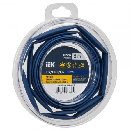 Трубка термоусадочная ТТУ нг-LS 5/2,5 синяя (2м/упак) IEK UDR12-005-D25-002-K07-T