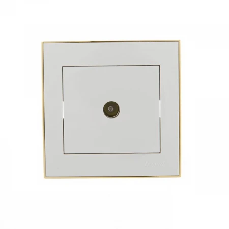 ТВ-розетка оконечная Lezard Rain белая с бок. вст. золото 703-0226-130