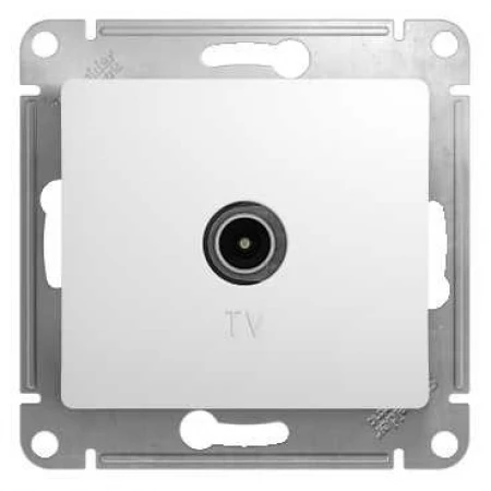 ТВ-розетка проходная Systeme Electric Glossa белая GSL000192