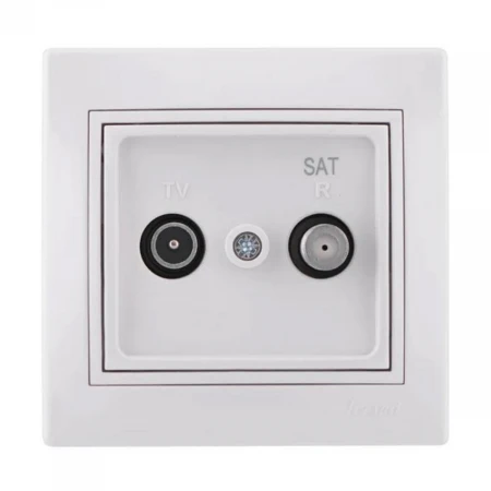 ТВ-розетка оконечная + спутник. Lezard Mira белая с бел. вст. 701-0202-161