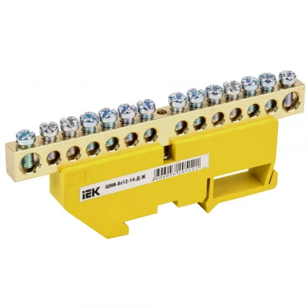 Шина PE "земля" на DIN-изол ШНИ-8х12-14-Д-Ж IEK YNN10-812-14D-K05
