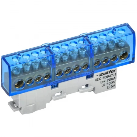 TEKFOR Шина N "ноль" изолированная на универсальном держателе 8х12-12-С IEK TF-NN20-12-KL-K07