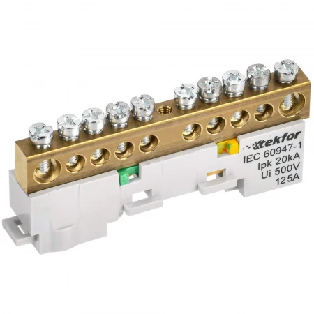 TEKFOR Шина PE "земля" неизолированная на универсальном держателе 8х12-10-Ж IEK TF-NN20-10-DL-K05