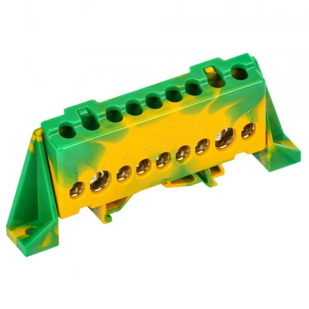 TEKFOR Шина PE "земля" в комбинированном DIN-изоляторе "Стойка" 8х12-9-ЖЗ IEK TF-NN20-09-DP-K52