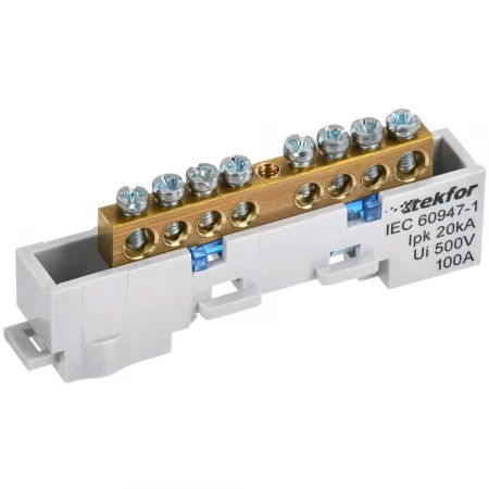 TEKFOR Шина N "ноль" неизолированная на универсальном держателе 6х9-8-С IEK TF-NN10-08-DL-K07