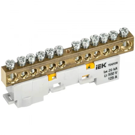 TEKFOR Шина PE "земля" неизолированная на универсальном держателе 8х12-12-Ж IEK TF-NN20-12-DL-K05