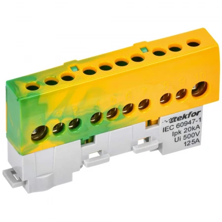 TEKFOR Шина PE "земля" изолированная на универсальном держателе 8х12-10-ЖЗ IEK TF-NN20-10-KL-K52