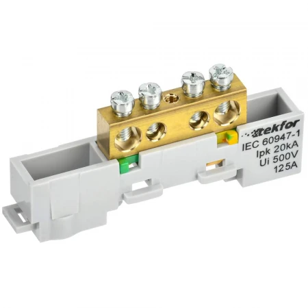 TEKFOR Шина PE "земля" неизолированная на универсальном держателе 8х12-4-Ж IEK TF-NN20-04-DL-K05