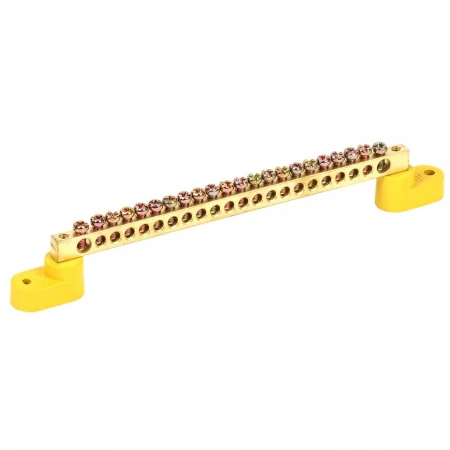 Шина PE "земля" на двух угловых изоляторах ШНИ-6х9-22-У2-Ж IEK YNN10-69-22C2-K05