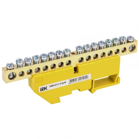 Шина PE "земля" на DIN-изол ШНИ-8х12-16-Д-Ж IEK YNN10-812-16D-K05