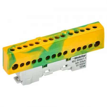 TEKFOR Шина PE "земля" изолированная на универсальном держателе 8х12-12-ЖЗ IEK TF-NN20-12-KL-K52