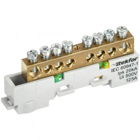 TEKFOR Шина PE "земля" неизолированная на универсальном держателе 8х12-8-Ж IEK TF-NN20-08-DL-K05