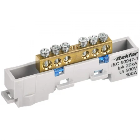 TEKFOR Шина N "ноль" неизолированная на универсальном держателе 6х9-4-С IEK TF-NN10-04-DL-K07