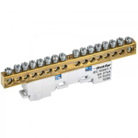 TEKFOR Шина N "ноль" изолированная на универсальном держателе 8х12-16-С IEK TF-NN20-16-KL-K07