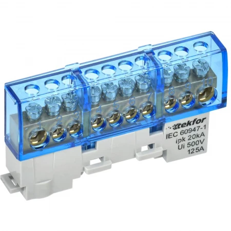 TEKFOR Шина N "ноль" изолированная на универсальном держателе 8х12-10-С IEK TF-NN20-10-KL-K07