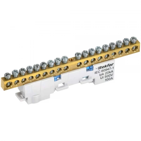 TEKFOR Шина N "ноль" неизолированная на универсальном держателе 6х9-18-С IEK TF-NN10-18-DL-K07