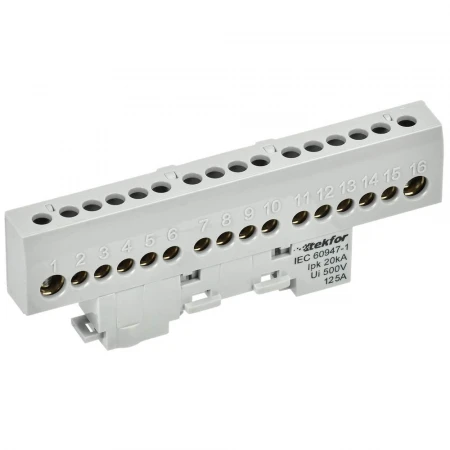 TEKFOR Шина L "фаза" изолированная на универсальном держателе 8х12-16-Ср IEK TF-NN20-16-KL-K03